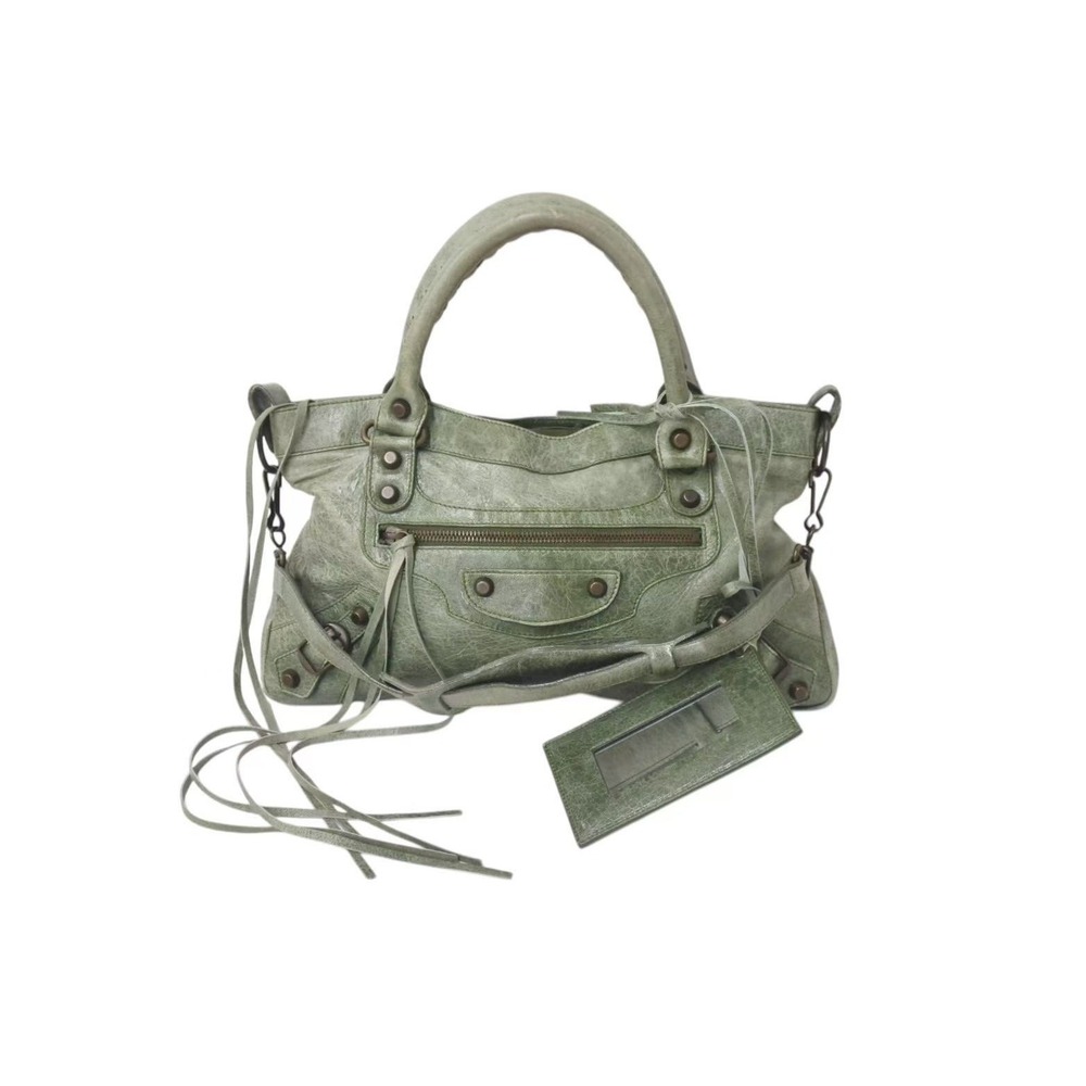 BALENCIAGA The First Editors Bag Handbag One Shoulder Hobo Green Leather
